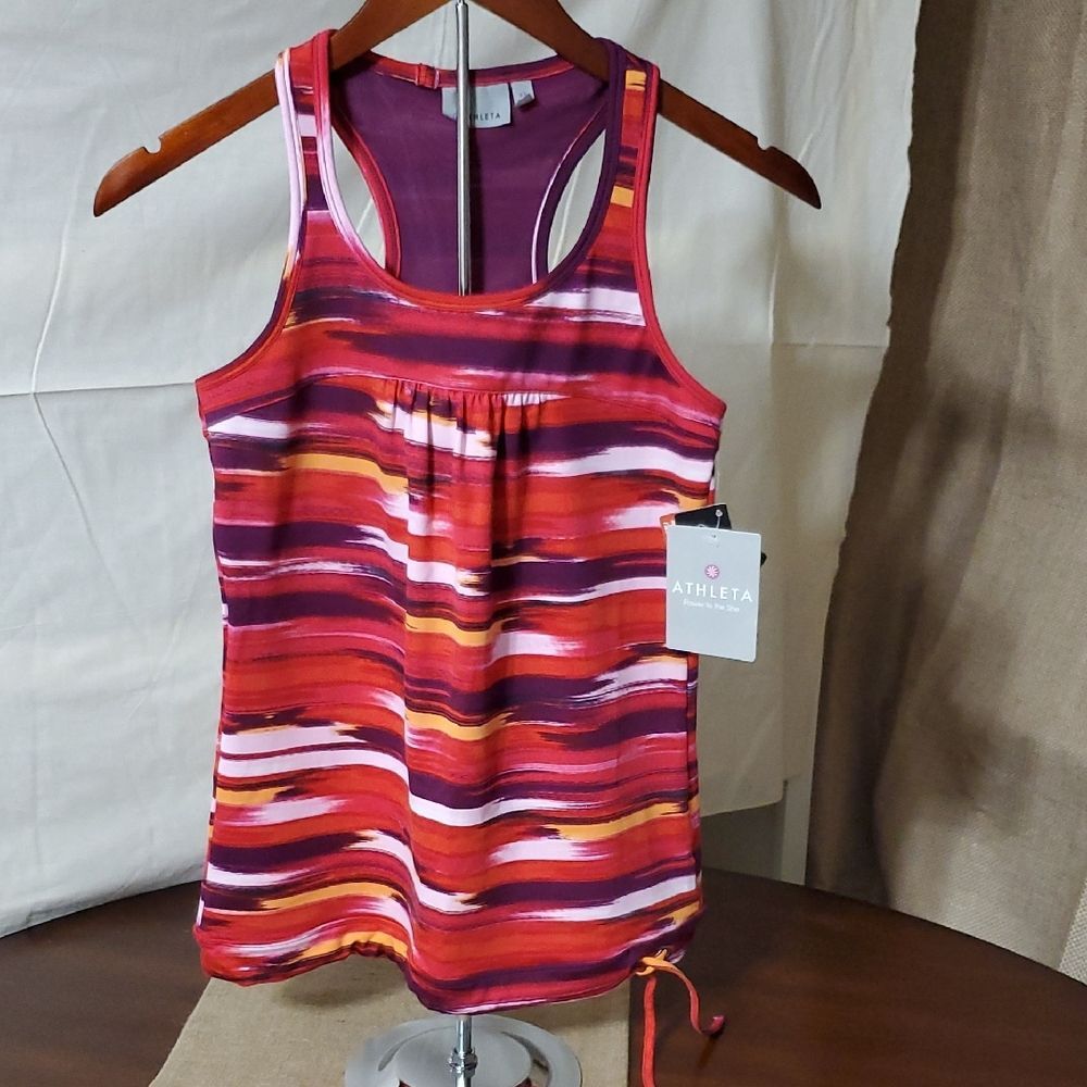 Athleta Airbrush Printed Tinker Tank Top NWT Moisture Wick Support Cup Size XS